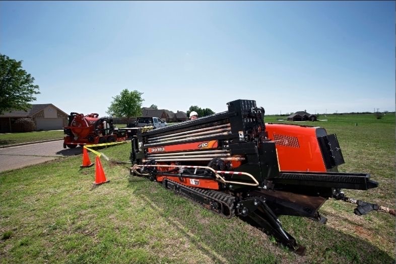 Ditch Witch JT20 directional drilling a waterline in Fergus Falls, Minnesota